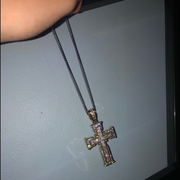 Gold And Silver Plated Cross Pendant - Picture 3 of 6